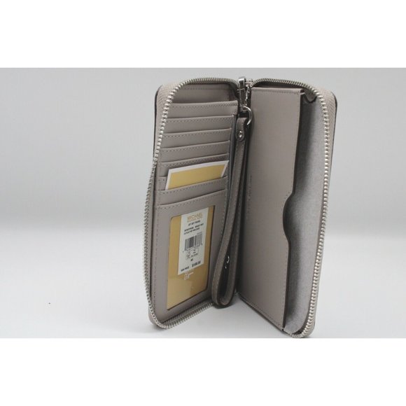 New Michael Kors Jet Set Travel Large Flat Phone Case Signature Bright White - Picture 2 of 3